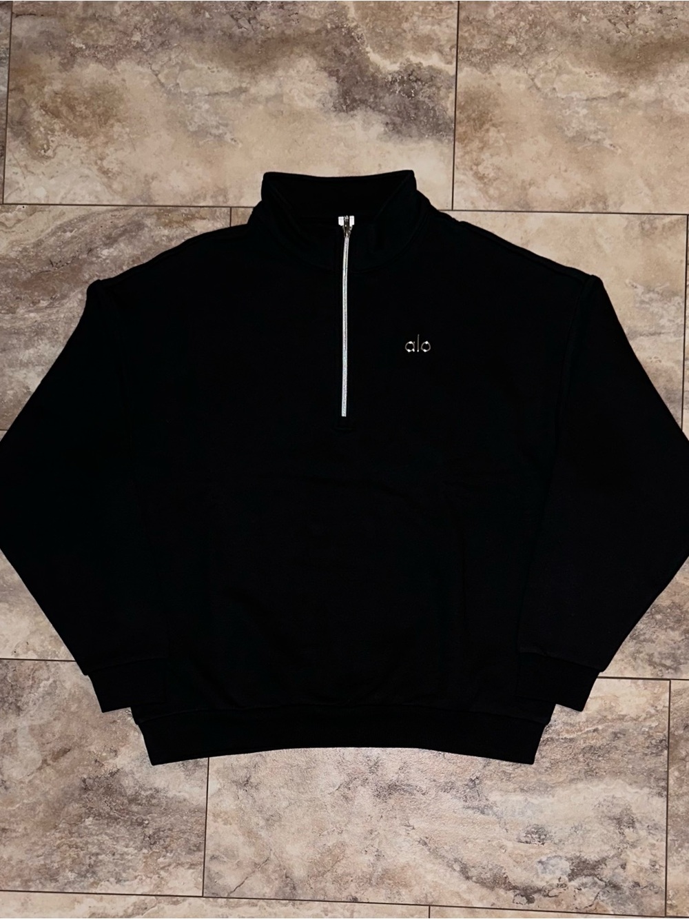 Alo Yoga Accolade 1/4 Zip Pullover Black NWT Quarter Zip Sweatshirt Size Medium